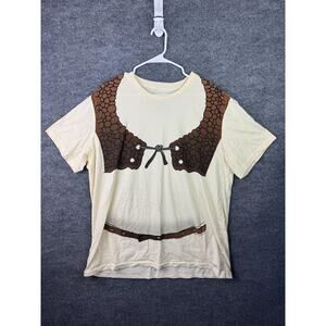 Shrek Costume Shirt Mens 2XL White Vest Belt Graphic Movie Halloween Tee